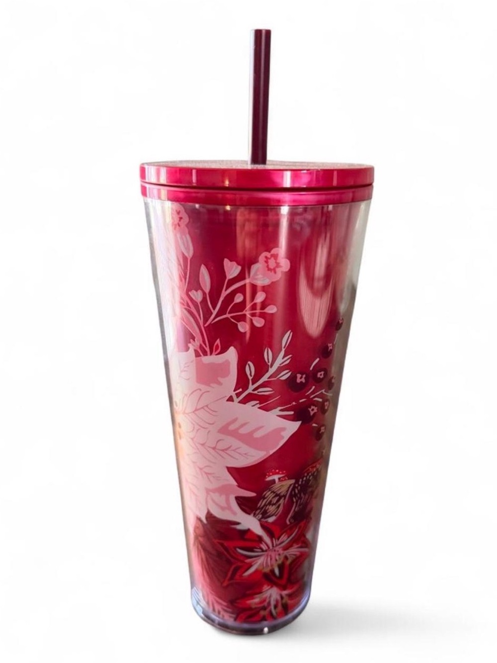 Starbucks 24oz Acrylic Tumbler – Pink Winter Floral